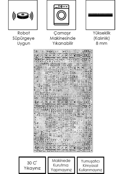 Makinede Yıkanabilir Kaymaz Taban Leke Tutmaz Salon Halısı Mutfak Halısı ve Yolluk