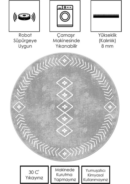 Makinede Yıkanabilir Kaymaz Taban Leke Tutmaz Yuvarlak Salon Halısı ve Mutfak Halısı fiyatları