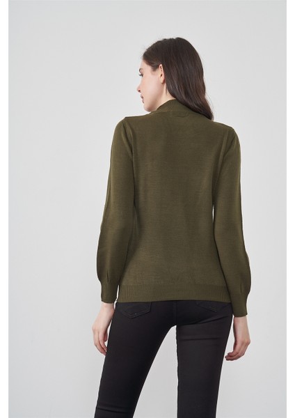 Çetinkaya Miramira Dik Yaka Haki Triko fırsatları