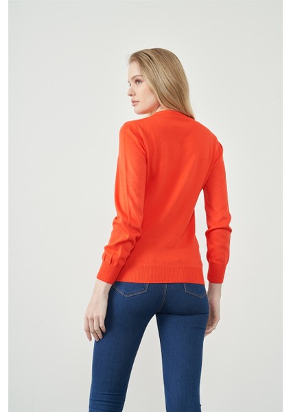 Çetinkaya Miramira Kadın V Yaka Mercan Kazak modelleri