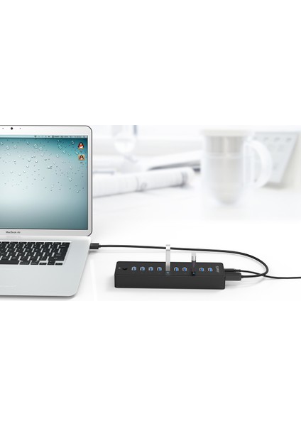 Superspeed 10 Port USB Çoklayıcı USB Çoğaltıcı USB Hub, Siyah, P10-U3-V1