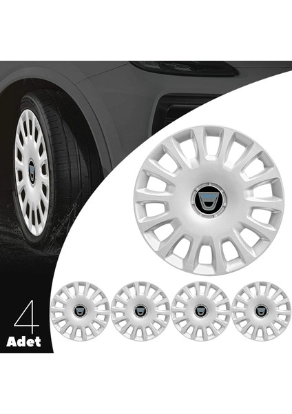 Dacia 14 Inç Uyumlu Jant Kapağı Amblemli Gri 4 Adet 1 Takım 144
