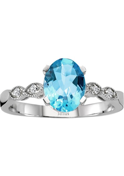 Pırlanta ve Oval Mavi Topaz Taşlı Yüzük 0407R0009 fiyatları
