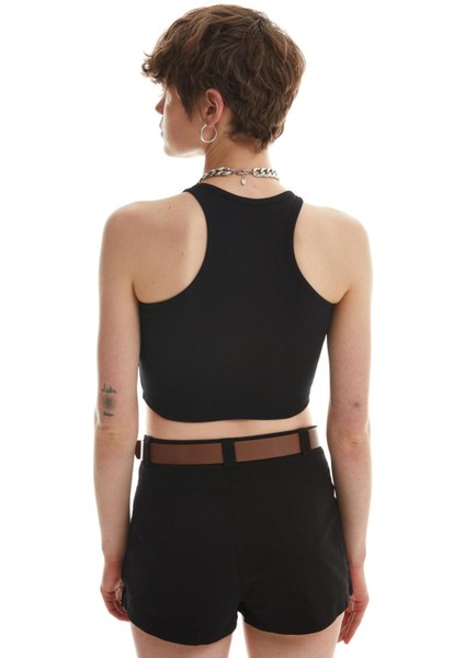 Halter Yaka Crop Bluz Siyah indirimleri