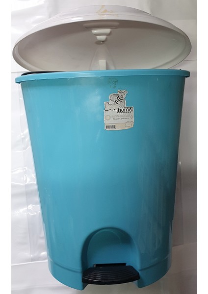 Bee Home Plastik İç Kovalı Turkuaz Pedallı Basmalı 33 Litre Çöp Kovası Kutusu - 49X37X42 Cm