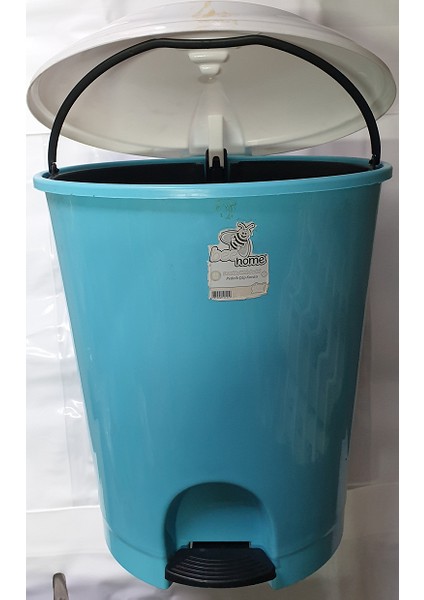 Bee Home Plastik İç Kovalı Turkuaz Pedallı Basmalı 33 Litre Çöp Kovası Kutusu - 49X37X42 Cm