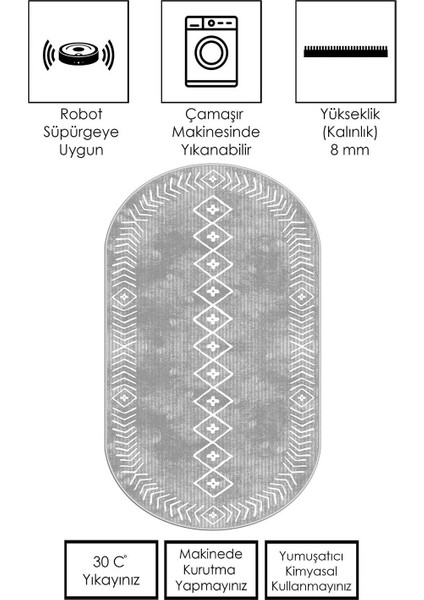 Makinede Yıkanabilir Kaymaz Taban Leke Tutmaz Oval Salon Halısı Mutfak Halısı ve Yolluk fiyatları