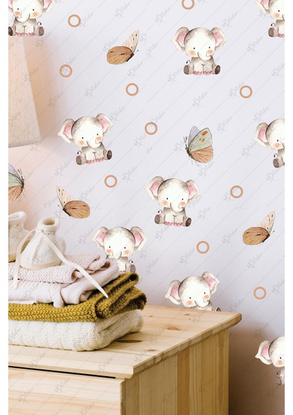 Sevimli Filler ve Kelebekler Çocuk Bebek Odası Sticker Seti