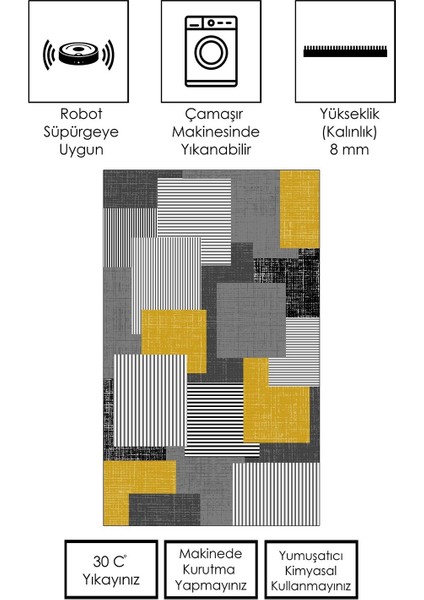 Makinede Yıkanabilir Kaymaz Taban Leke Tutmaz Salon Halısı Mutfak Halısı ve Yolluk