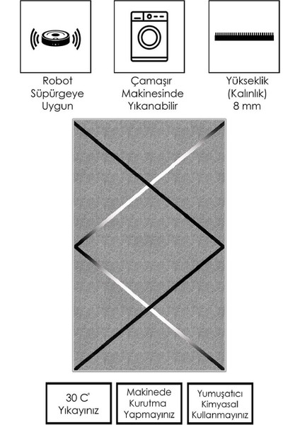 Makinede Yıkanabilir Kaymaz Taban Leke Tutmaz Salon Halısı Mutfak Halısı ve Yolluk