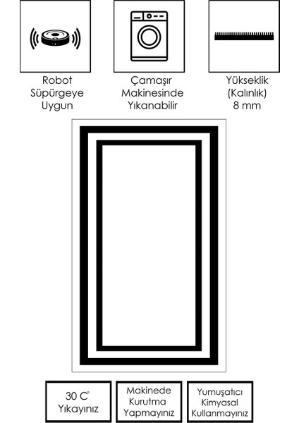 Makinede Yıkanabilir Kaymaz Taban Leke Tutmaz Salon Halısı Mutfak Halısı ve Yolluk