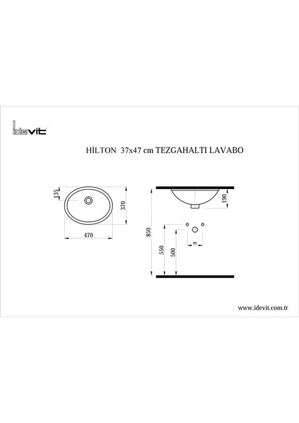Idevit Hilton T.altı Lavabo 37X47