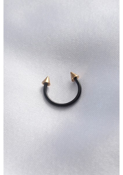 316L Cerrahi Çelik Siyah Renk Halka Gold Renk Çivi Uçlu Halka Piercing