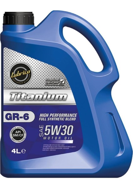 Tıtanıum Gr-6 Full Synthetıc 5W-30 Sm/cf 4 Litre ( Üretim Yılı: 2022 )