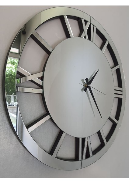 When Silver Model Gümüş Renk 60 Cm Dekoratif Aynalı Duvar Saati