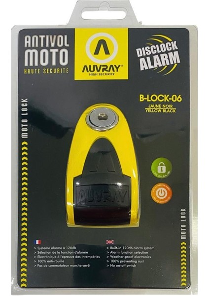 Auvray B-Lock 06 Sra Sertifikalı Alarmlı Disk Kilidi 6 mm 120 Db