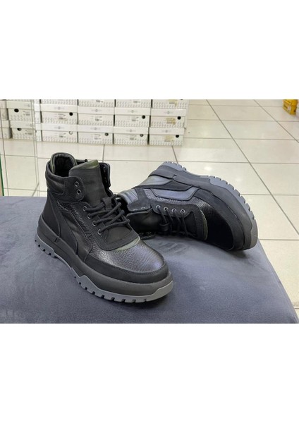 M6950 Kalın Taban Bilek Boy Deri Erkek Bot