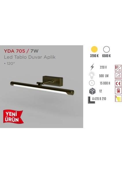 LED Tablo Aplik Beyaz Işık YDA-705
