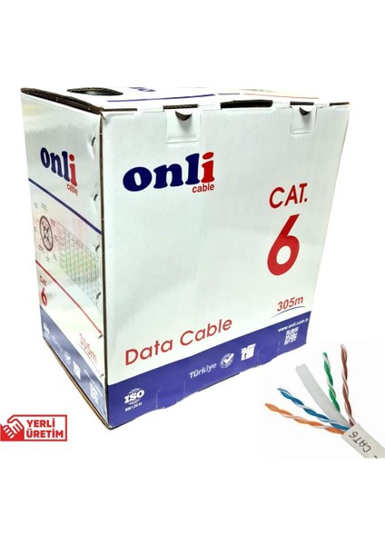 Onli 305MT 24AWG Utp Cat6 Network Kablosu Gri Yerli Üretim