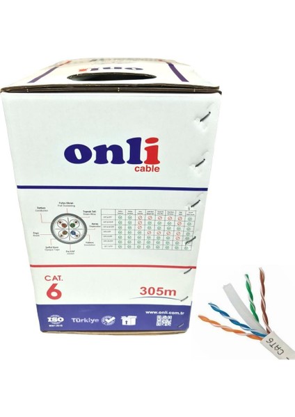 Onli 305MT 24AWG Utp Cat6 Network Kablosu Gri Yerli Üretim