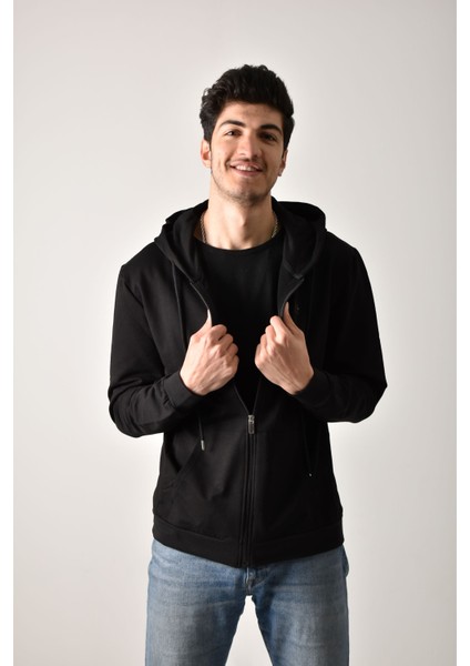 Unisex Fermuarlı Kapüşonlu Sweatshirt