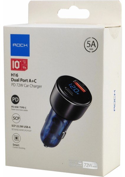 H16 Pd 72W USB To Type-C 18W 2 Çıkışlı Araç Şarj Aleti