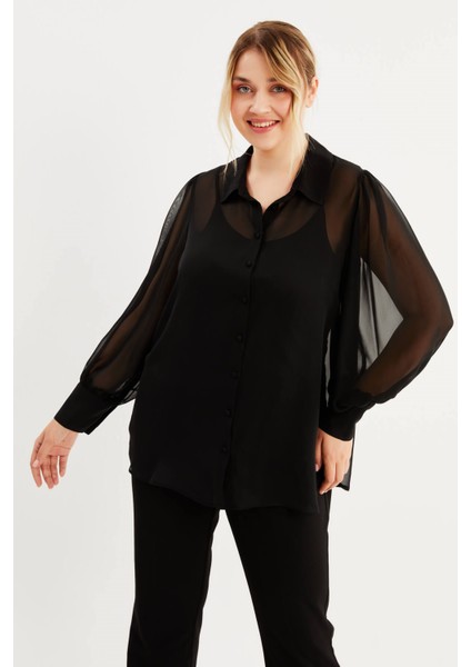 Dökümlü Şifon Gömlek