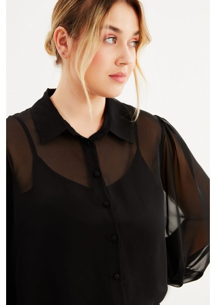 Dökümlü Şifon Gömlek