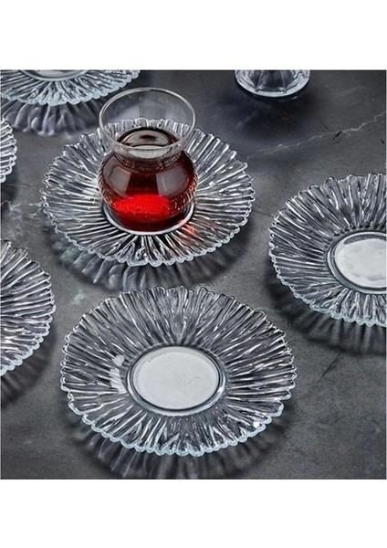 Beauty 6'lı Özel Desen Kristal Çay Tabağı fırsatları