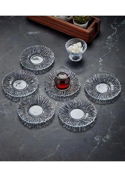 Beauty 6'lı Özel Desen Kristal Çay Tabağı indirimleri