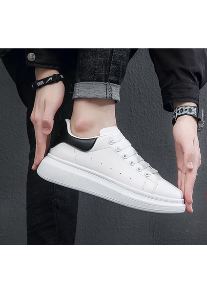 Unisex Siyah Cilt Spor Ayakkabı Sneaker