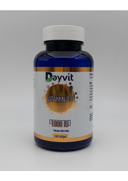 Vitamin D3 1000IU 100 Softgel (Yumuşak Kapsül)