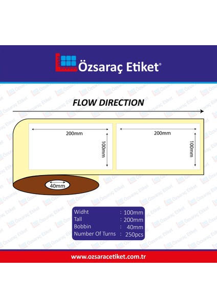 Eko Termal Etiket 100 x 200 250 Li Sarım