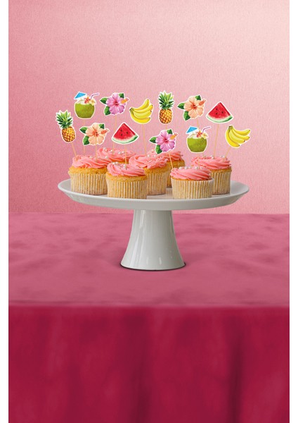 Tropikal Hawaii Temalı 12’li Cupcake Süsü