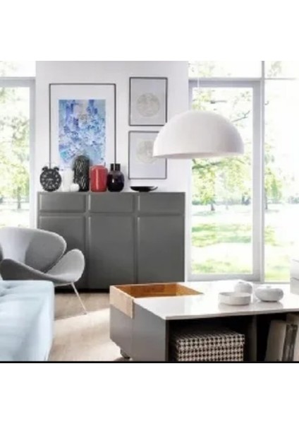 Modern Beyaz Içi Beyaz Tekli Metal Sarkıt Avize 40 cm