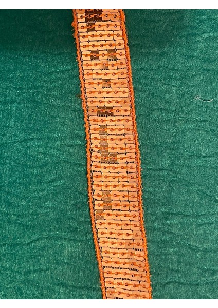 Turuncu Pul Payetli En 2 cm Şerit Bordür Aplik (1 Metre)