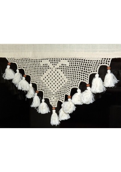 Buldan İşi 6'lı Paket Örme El İşi Perde Danteli-Çilek Desen