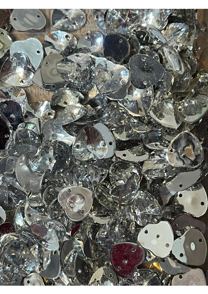 1 cm Gümüş Cam Delikli Kalp Giyim Kıyafet Çanta Tasarım Aksesuarı Dikiş 50 gr fiyatları