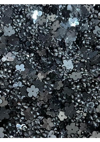 1 cm Siyah Çiçek Dantel Oya Yazma Lazer Kesim Pul Payet 50 gr