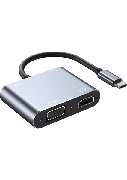 Apple Macbook 16.2' 2021 Hub Type-C & 4K Hdtv VGA USB 3.0 Pd 4 In 1 Adaptör Çoklayıcı