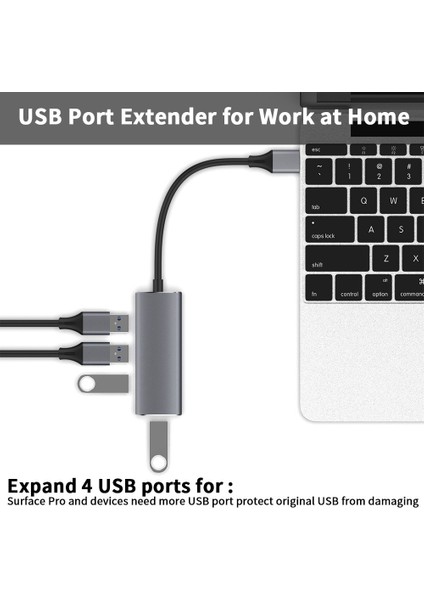Apple Macbook 13.3' Pro 2020 USB Çoklayıcı 4 In 1 & Şarj Kablo Adaptör Type-C Hub