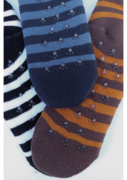 Mem Socks 3'lü Rakkun Desenli Kaydırmaz Havlu Çocuk Çorabı