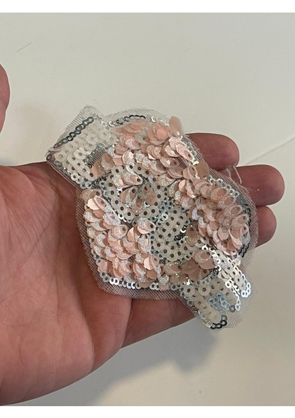 10X6 cm Pul Payetli Love Aplik Yama Aksesuar