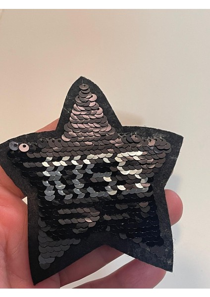 9X11 cm Ütü Ile Yapışan Kiss Yıldız Pul Payetli Aplik Yama Aksesuar