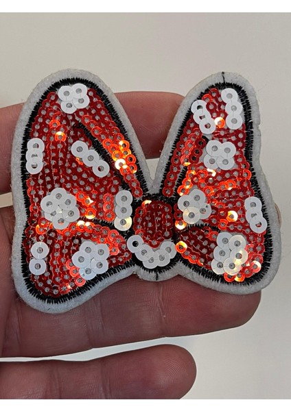 7x6 cm Ütü Ile Yapışan Pul Payetli Fiyonk Kelebek Aplik Arma Yama Aksesuar