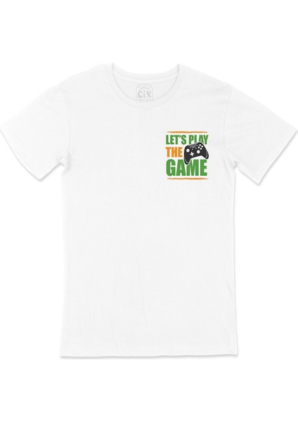 Lets Play The Game Cep Logo Tasarımlı Beyaz Tişört