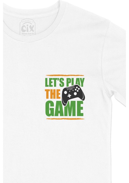 Lets Play The Game Cep Logo Tasarımlı Beyaz Tişört