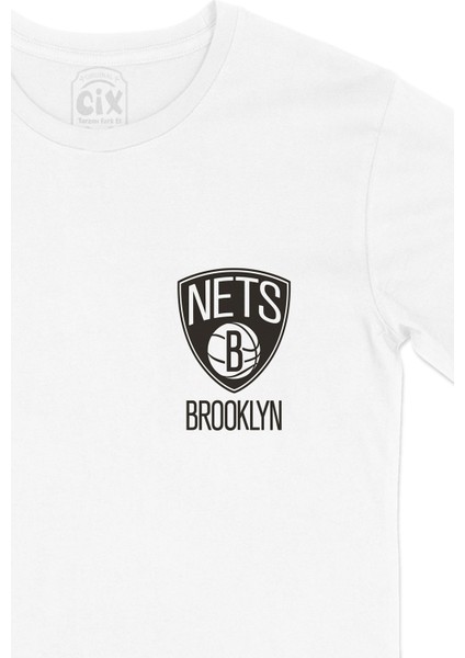 Brooklyn Nets Cep Logo Tasarımlı Beyaz Tişört fiyatları