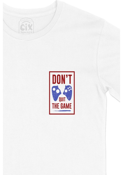 Kırmızı Don't Quit The Game Cep Logo Tasarımlı Beyaz Tişört fiyatları