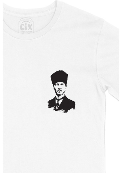 Mustafa Kemal Atatürk Cep Logo Tasarımlı Beyaz Tişört